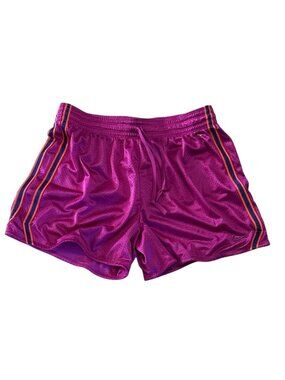 Nike Shorts Magenta Striped Dri-Fit Womens Lg Athletic Polyester Elastic Waist